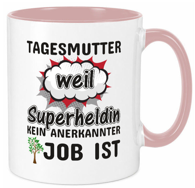 Tagesmutter Superheldin | Beruf Tasse Kinderzeichnung Geschenkidee Familie Humor