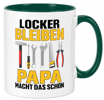 Locker bleiben papa macht das schon | vatertag v2 Geschenkidee Familie Humor Tasse