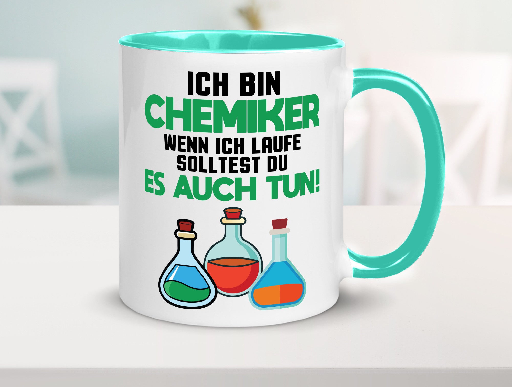 Ich bin chemiker wnen laufe solltest du es auch tun Humor Geschenkidee Tasse