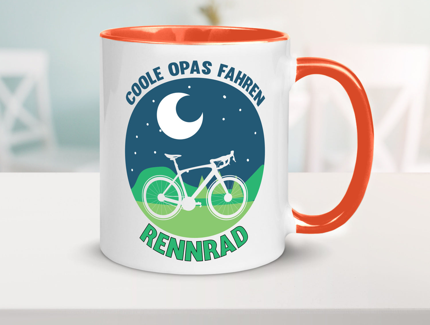 Coole Opas fahren Rennrad | Mond Landschaft Geschenk Familie Geschenkidee