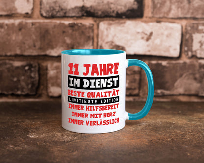 11 Jahre im Dienst | Jubiläum Arbeit v9 Geschenkidee Kollegen Büro Humor Tasse
