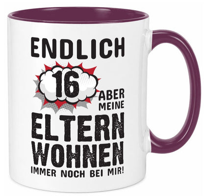 Endlich 16 | Geburtstag Tasse lustiges Statement lustiger Spruch Geschenk