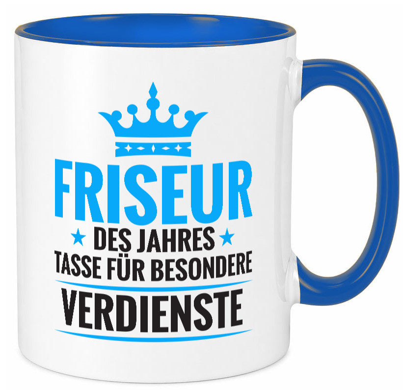 Besonderer Verdienst: Friseur | Frisör Geschenkidee Humor Tasse