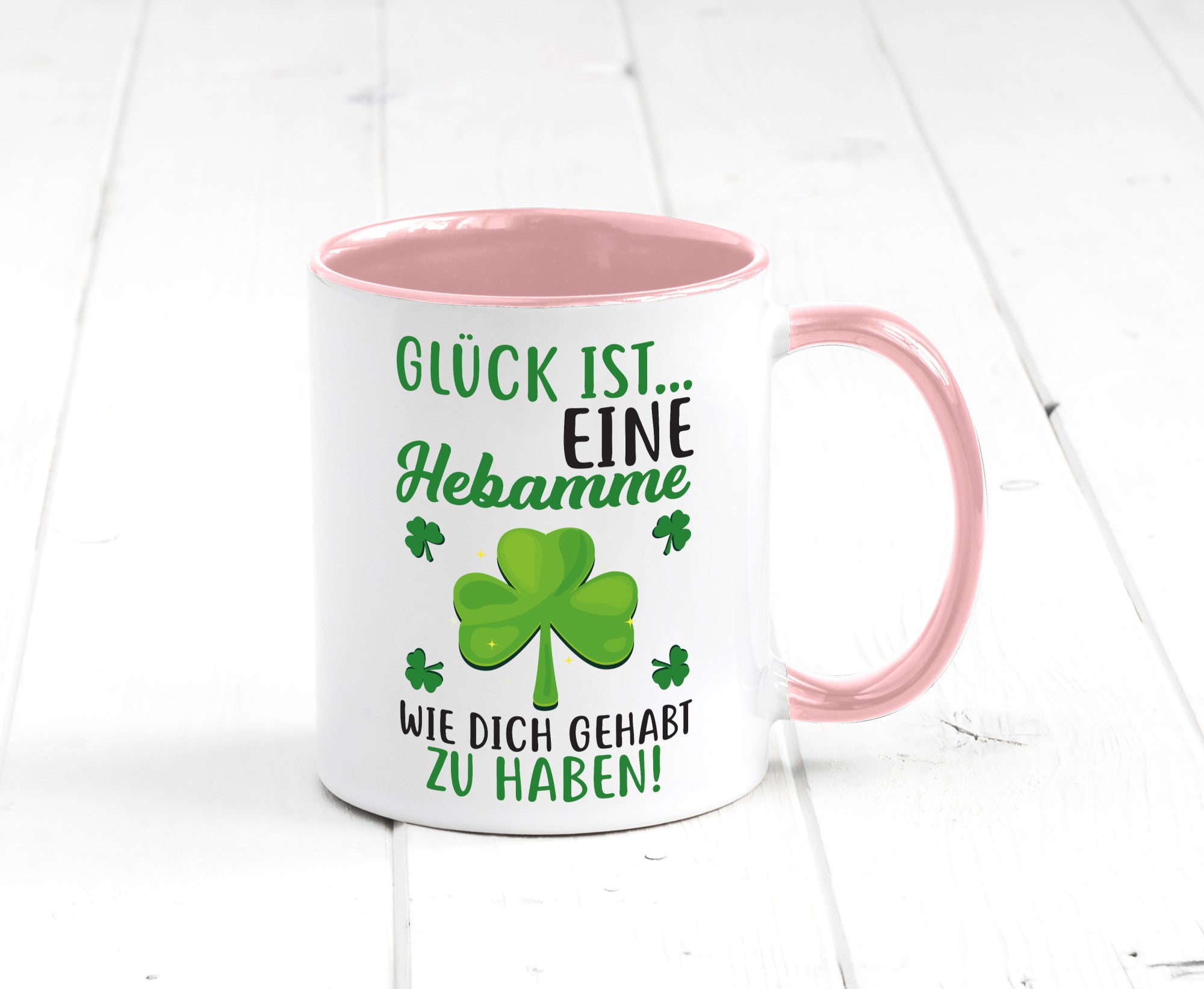 Hebamme Dankeschön | Dankes Tasse Kleeblätter Glück Humor Geschenkidee