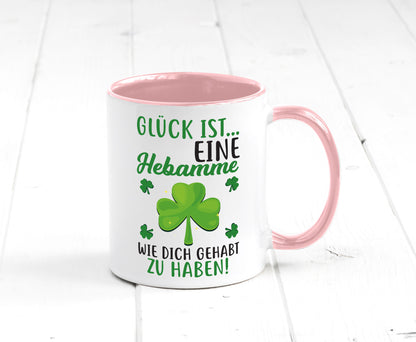 Hebamme Dankeschön | Dankes Tasse Kleeblätter Glück Humor Geschenkidee