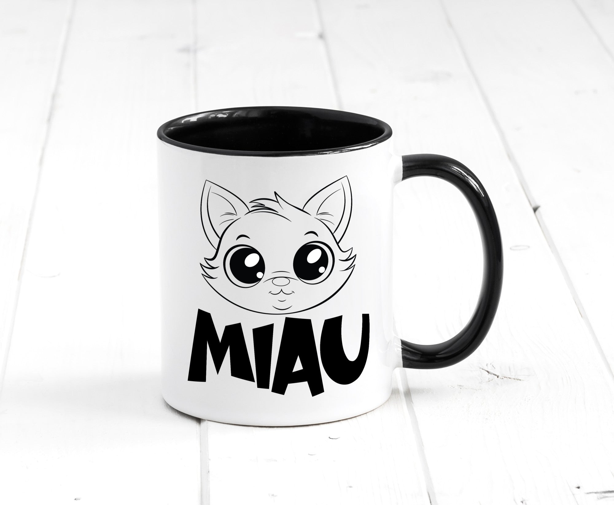 Miau | Katze Geschenkidee Tierliebhaber Humor Tasse