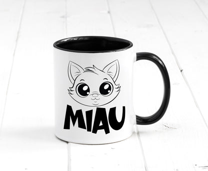 Miau | Katze Geschenkidee Tierliebhaber Humor Tasse