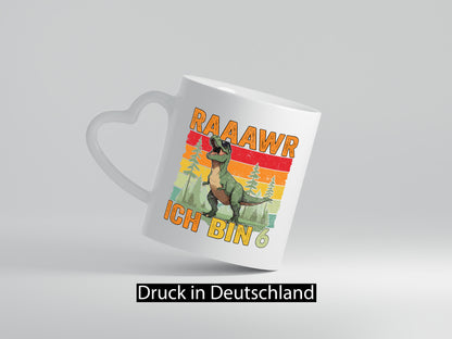 6. Geburtstag | 6 Jahre rarrrr ich bin Dinosaurier Humor Geschenkidee Tasse