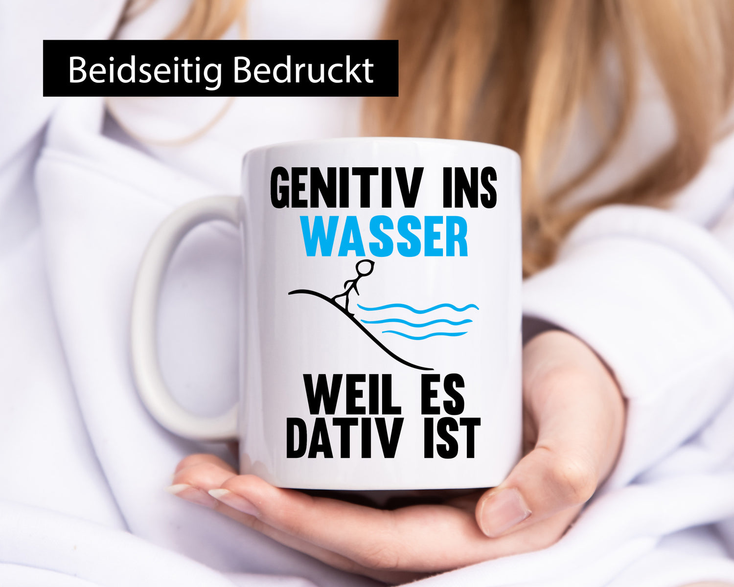 Genitiv Wasser weil Dativ | Grammatik Rechtschreibung Humor Geschenkidee Tasse