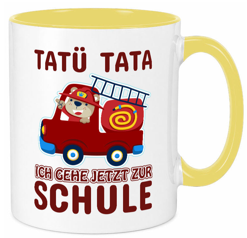 Bär in Feuerwehrauto | Tatü Tata Einschulung Tasse Humor Geschenkidee