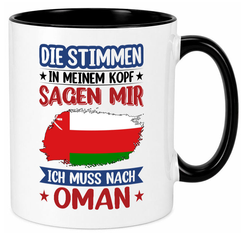 Oman | Urlaub Stimmen in meinem Kopf Traumland v2 lustig Familie Geschenkidee Tasse