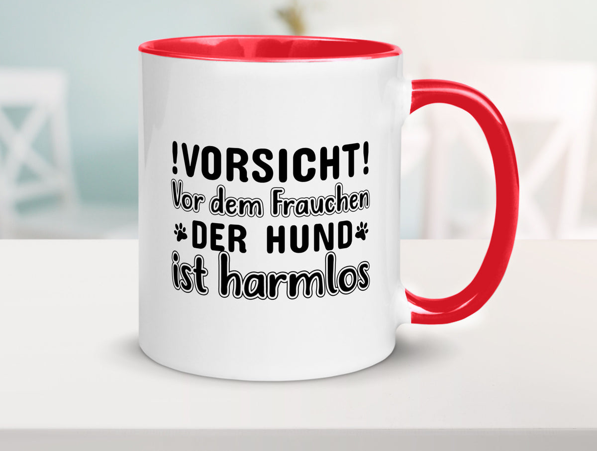 Vorsicht vor dem Frauchen | Hundebesitzerin Pfoten Geschenkidee Tierliebhaber Tasse