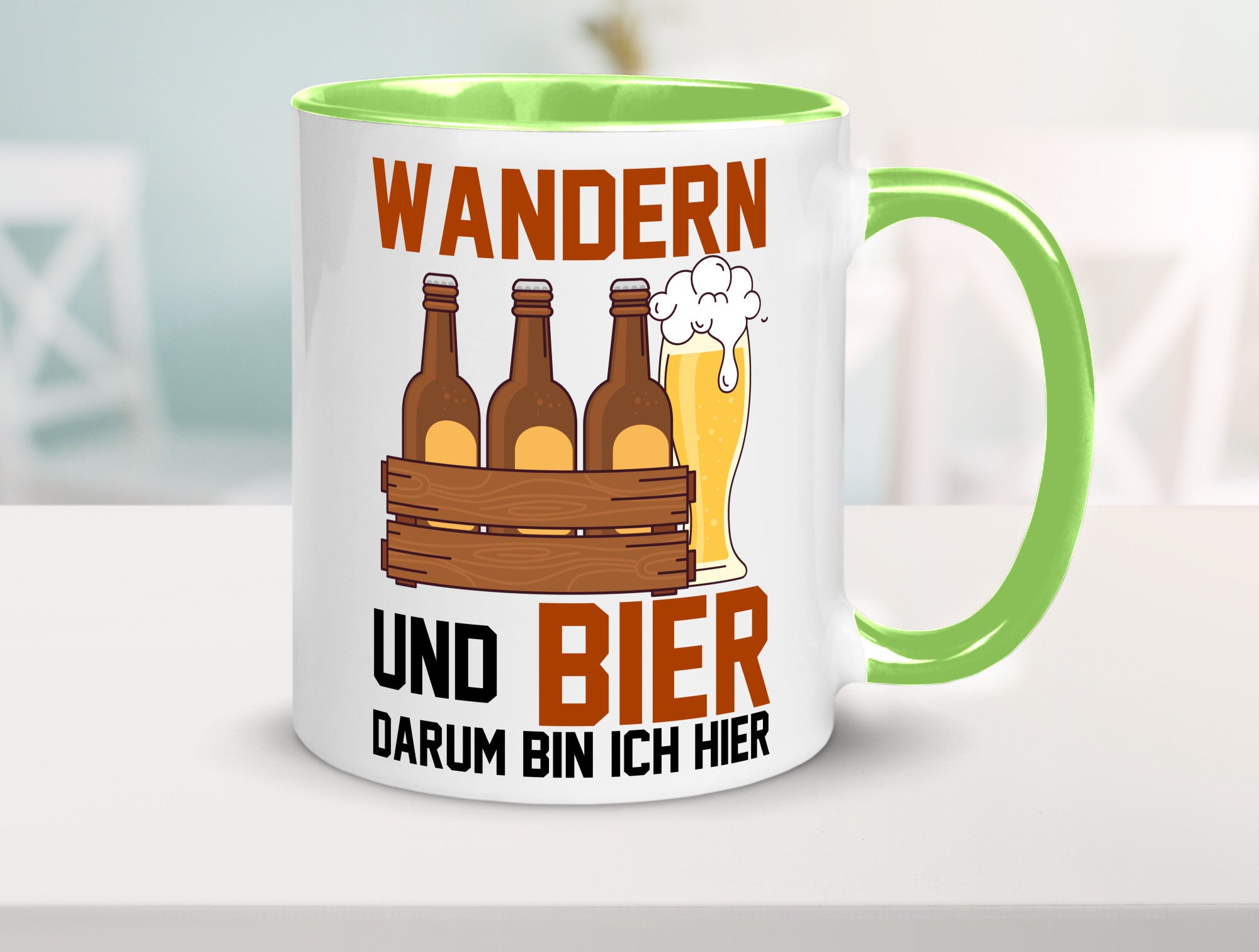 Wandern und Bier darum bin ich hier | Bierkasten lustiger Spruch Geschenk Humor