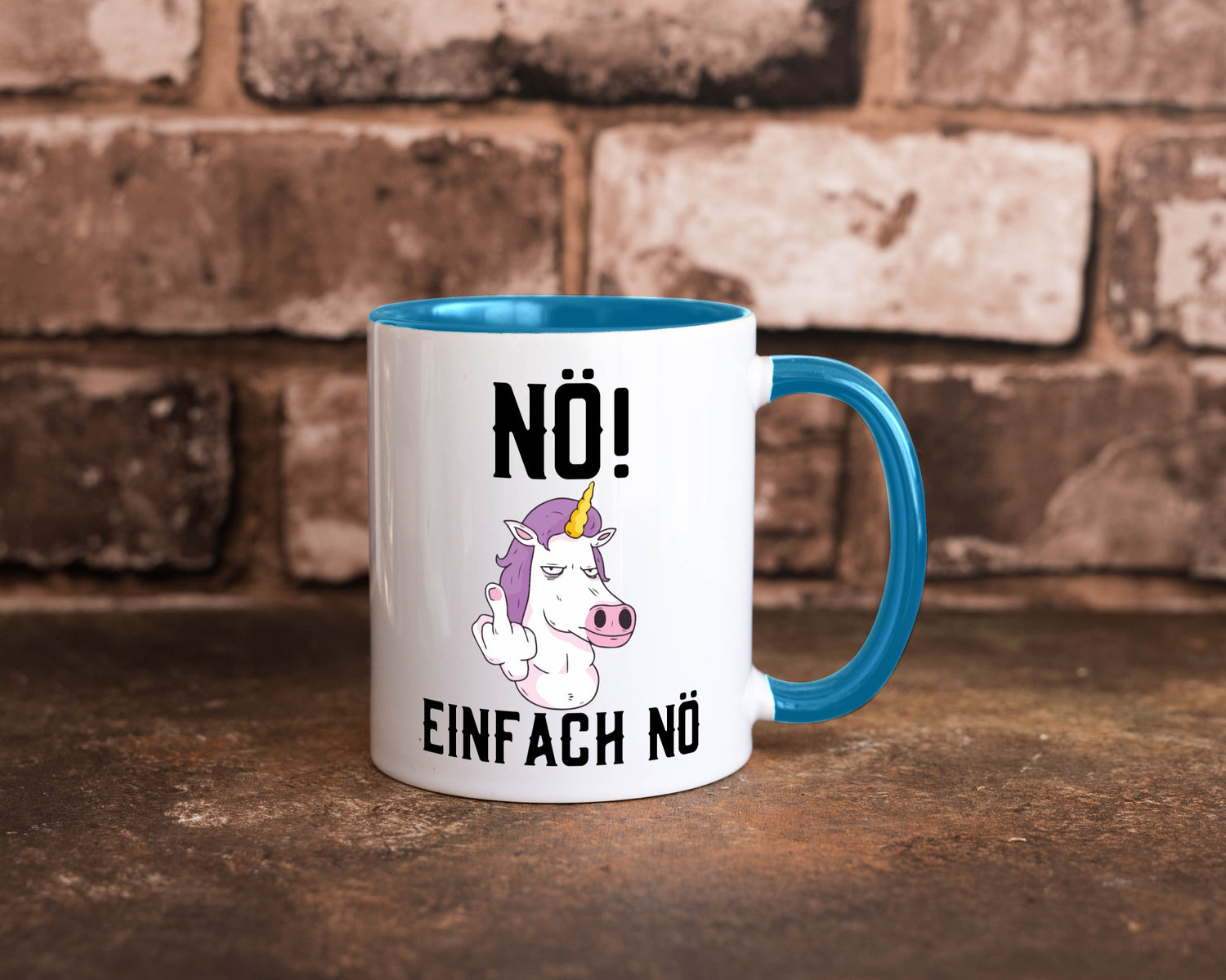 Einfach Nö | Keinen Bock Einhorn Mittelfinger Comic Geschenkidee Humor Tasse