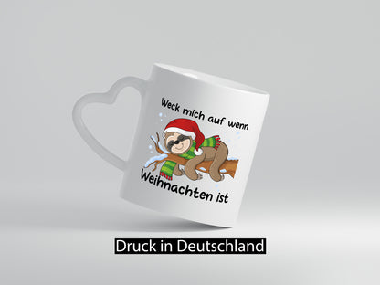 Weck mich auf wen Weihnachten ist | Faultier lustiger Spruch Geschenk