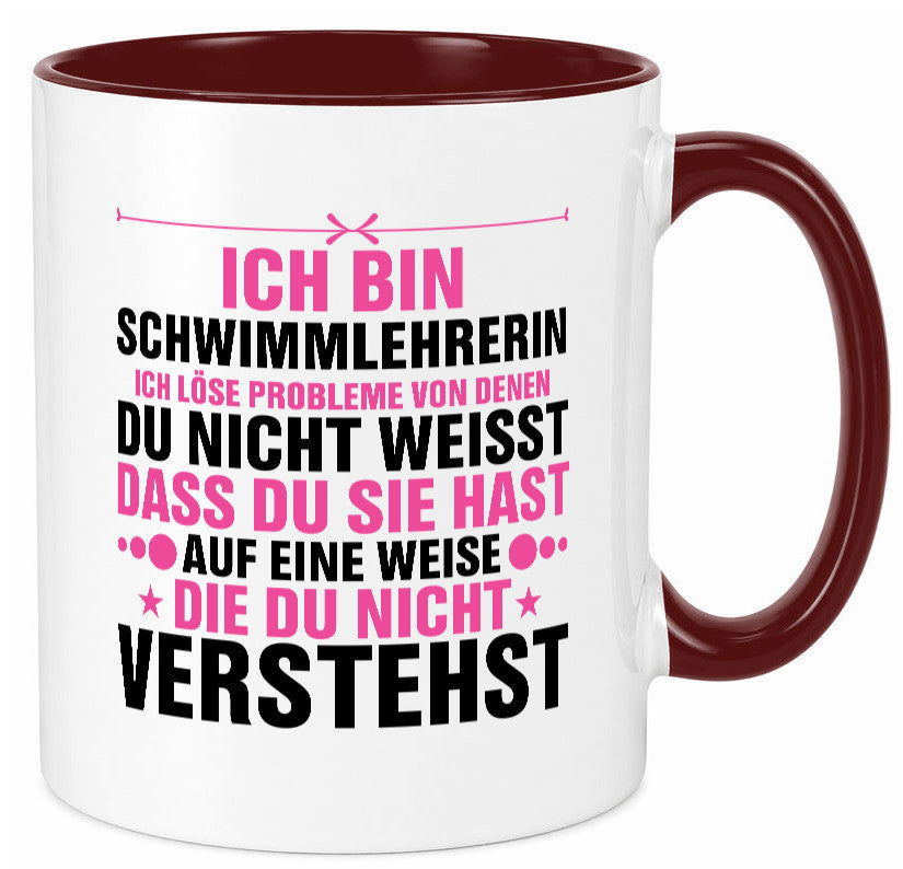 Löse Probleme: Schwimmlehrerin | schwimmen Lehrer v2 lustiger Spruch Geschenk Tasse