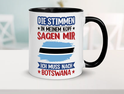 Botswana | Urlaub Stimmen in meinem Kopf Traumland Geschenkidee Humor Tasse