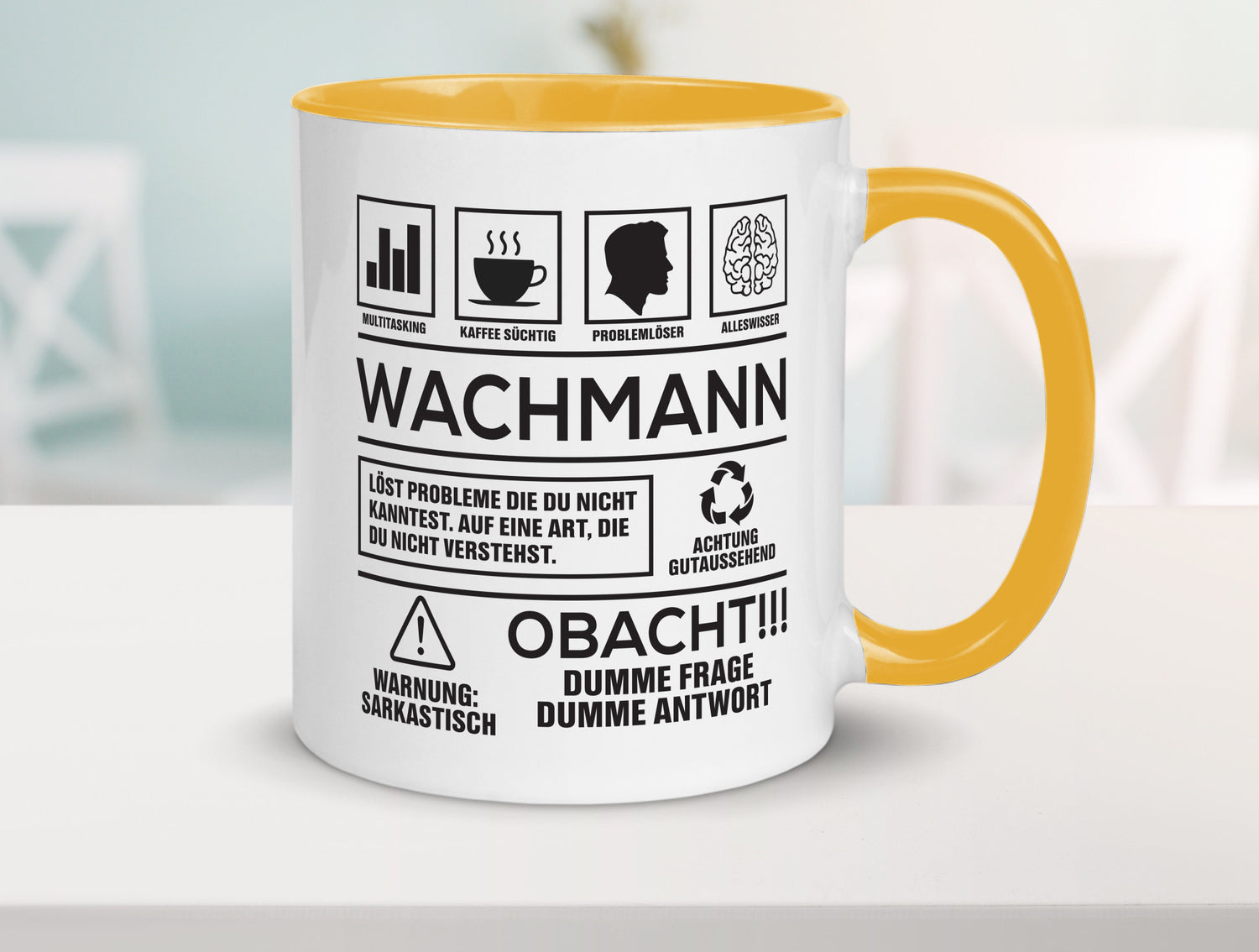 Achtung Probleme Wachmann | Wachpersonal Nachtwächter Geschenkidee Humor Tasse