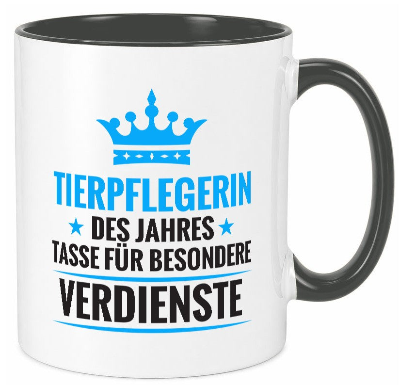 Besonderer Verdienst: Tierpflegerin | Pflegeberuf Tierheim Humor Arbeit Tasse