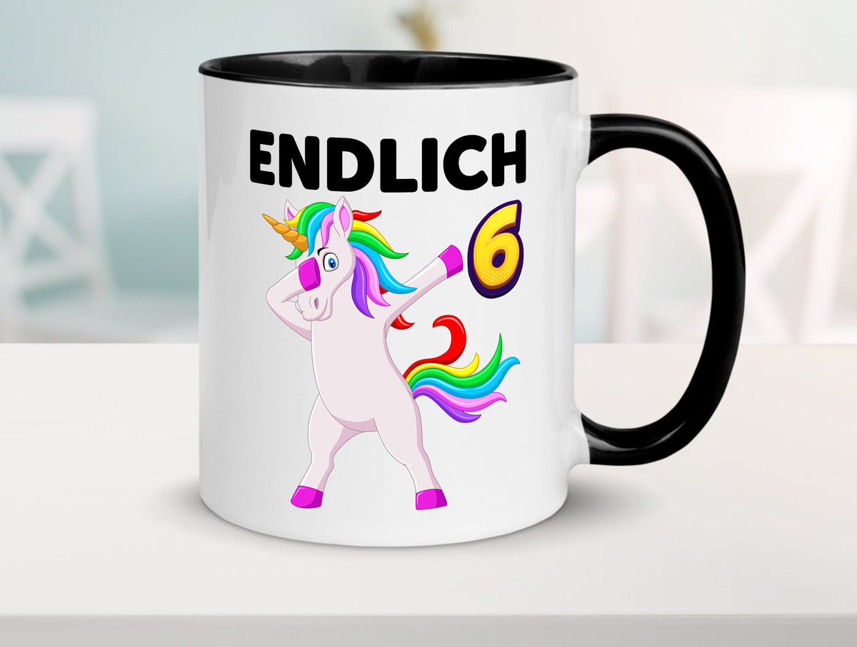 6. Geburtstag | endlich 6 Jahre Einhorn Mädchen Geschenkidee Humor Tasse