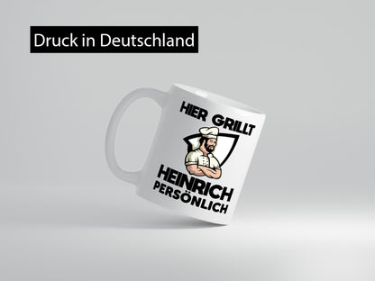 Hier Grillt Heinrich Persönlich | Grillmeister Geschenk Humor Geschenkidee