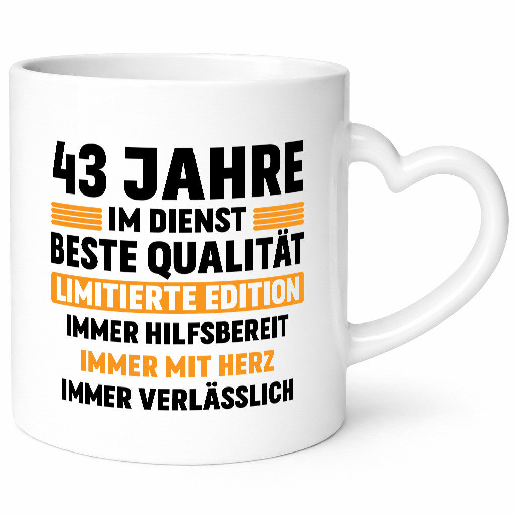 43 Jahre im Dienst | Jubiläum Arbeit v2 lustiger Spruch Geschenk Kollegen Büro Tasse