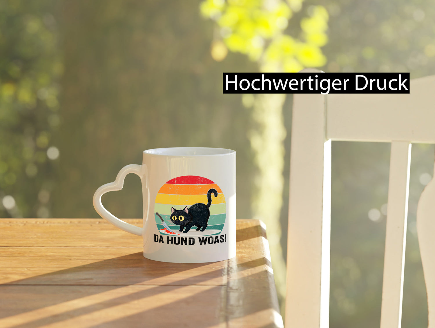 Da Hund woas | Retro Böse Katze mit messer Humor Tierliebhaber Geschenkidee