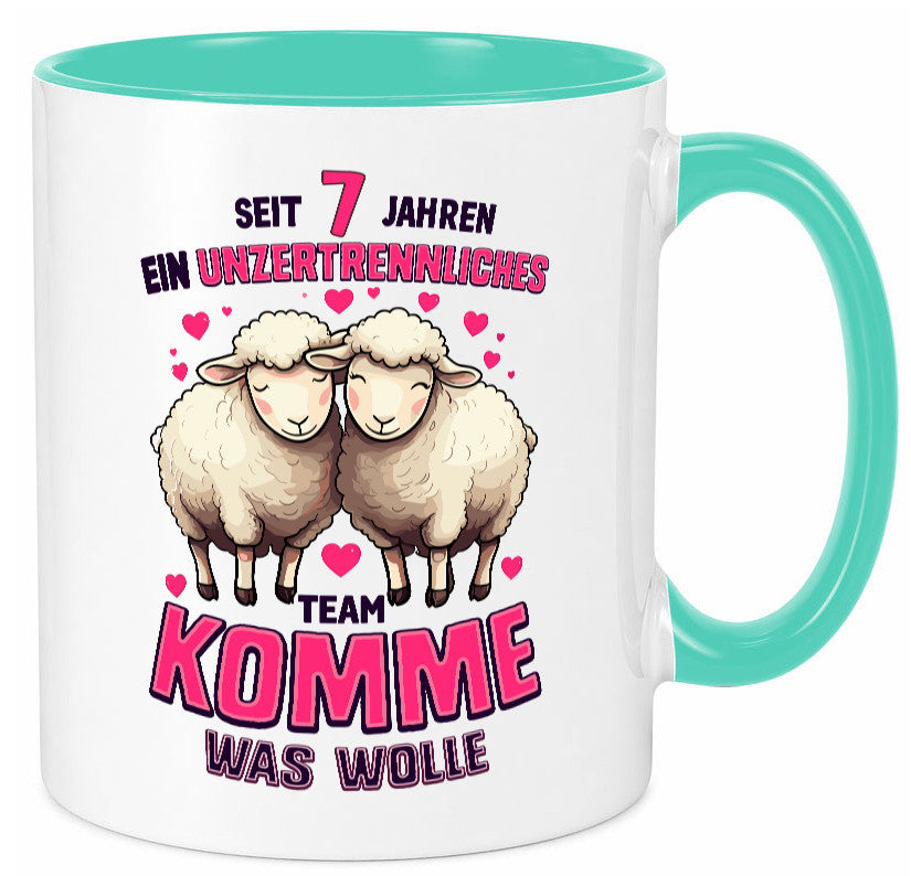 7 Jahre Verheiratet | ein Team Ehepaar v2 lustig Humor Geschenkidee Geschenk Tasse