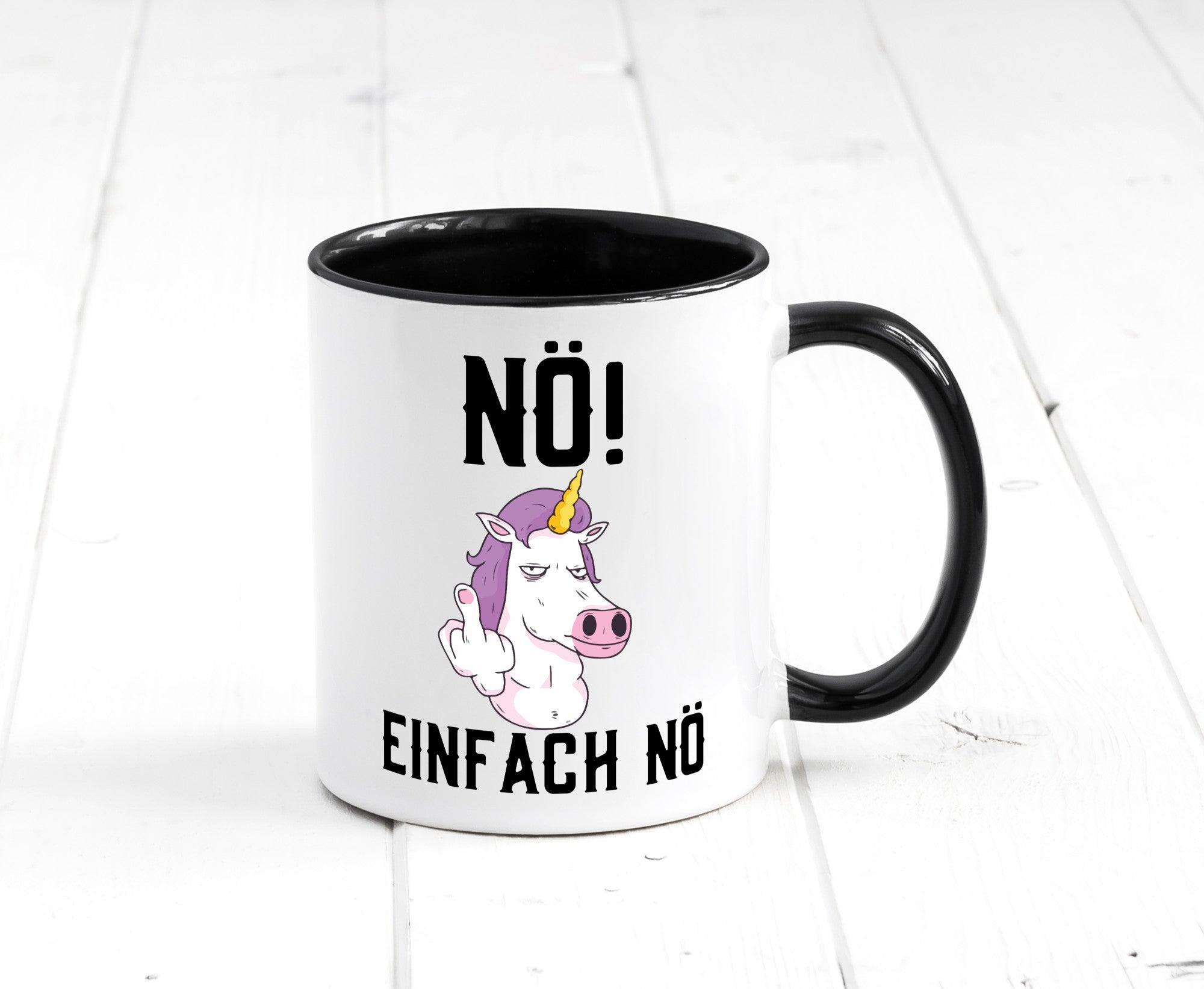 Einfach Nö | Keinen Bock Einhorn Mittelfinger Comic Geschenkidee Humor Tasse