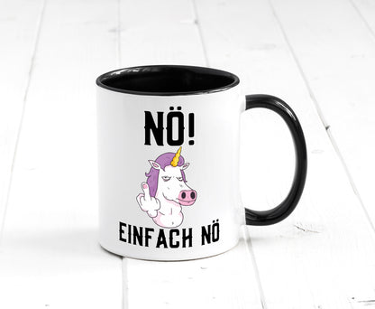 Einfach Nö | Keinen Bock Einhorn Mittelfinger Comic Geschenkidee Humor Tasse