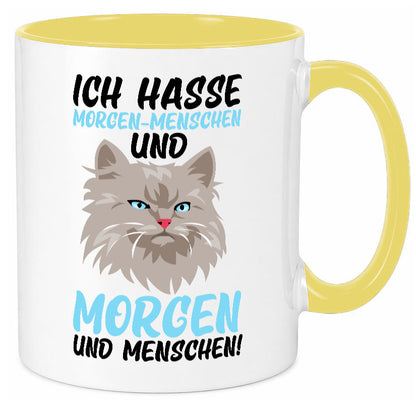 Ich hasse Morgenmenschen | Morgenmuffel mürrische Katze Geschenkidee Tasse