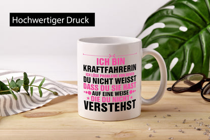 Löse Probleme: Kraftfahrerin | Lastwagen LKW Truck Geschenkidee Humor Tasse