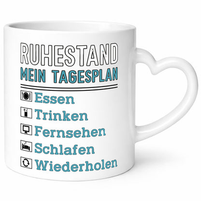 Ruhestand Tagesplan | Rentner Chillen v2 lustiger Spruch Geschenk Jubiläum Tasse