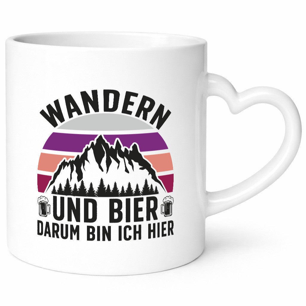 Wandern, Bier, darum bin ich hier | Bierkrug Berge lustiger Spruch Geschenk