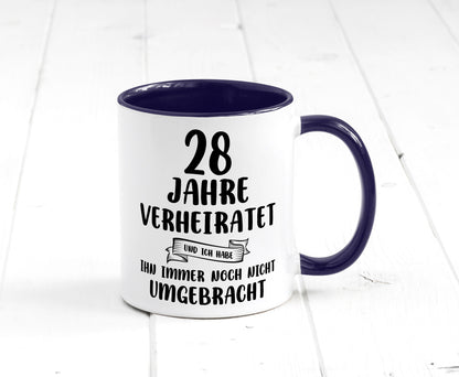 28 Jahre Verheiratet, immer noch am Leben! Geschenkidee Humor Tasse