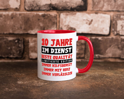 10 Jahre im Dienst | Jubiläum Arbeit v9 lustig Kollegen Büro Geschenk Tasse