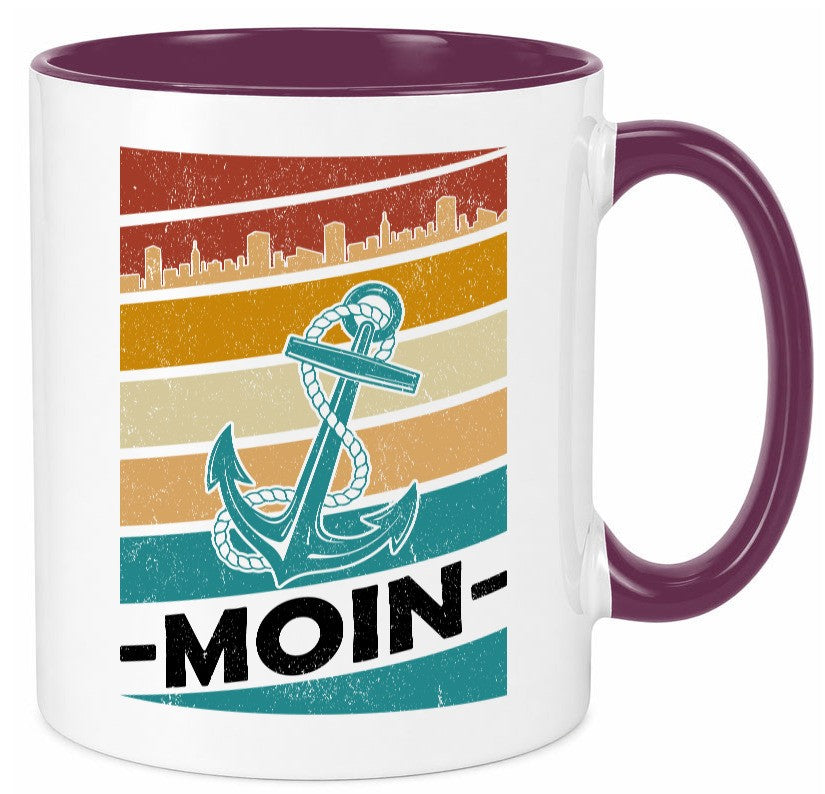Moin | Kapitän Hafen Anker See Meer Segeln v2 Geschenk Humor Geschenkidee Tasse