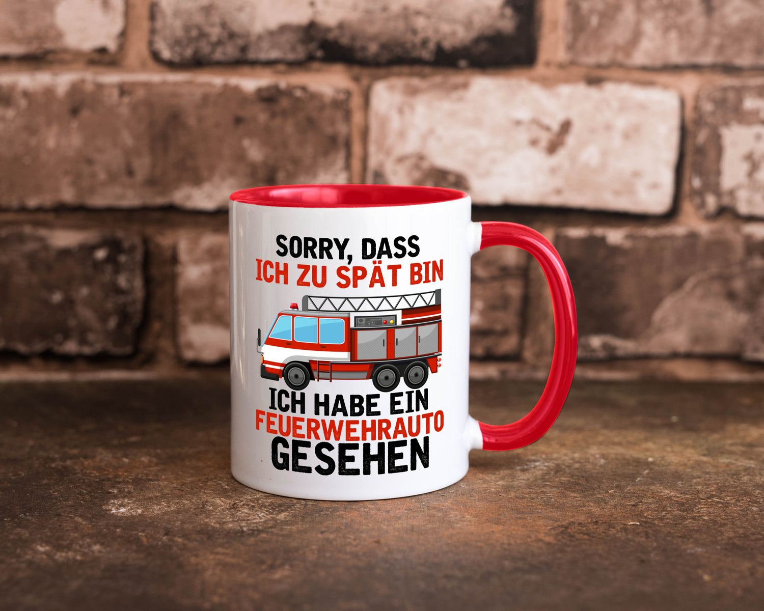 Ich hab ein feuerwehrauto gesehen | lustig Humor Geschenkidee Geschenk Tasse