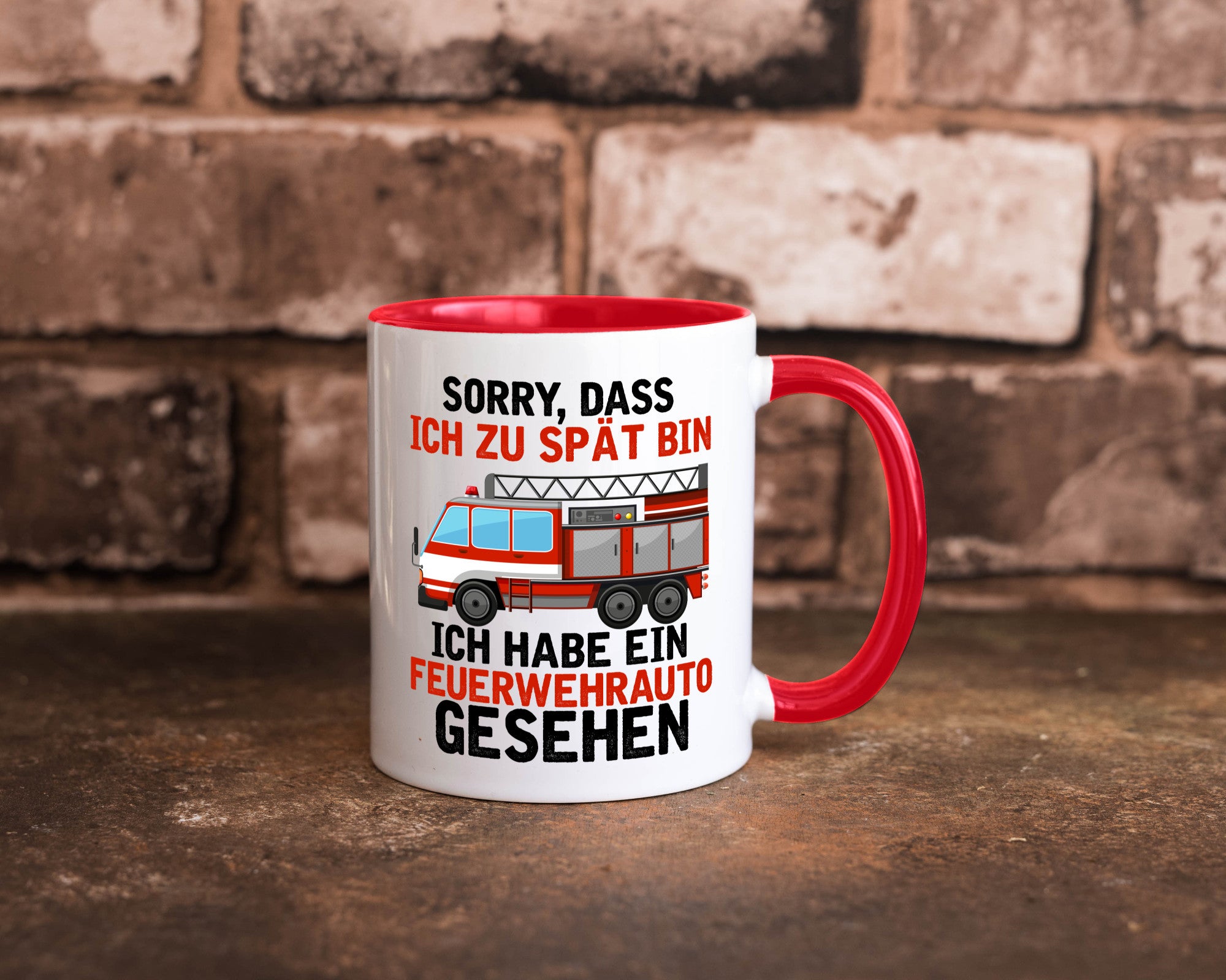 Ich hab ein feuerwehrauto gesehen | lustig Humor Geschenkidee Geschenk Tasse