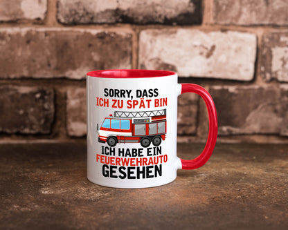 Ich hab ein feuerwehrauto gesehen | lustig Humor Geschenkidee Geschenk Tasse