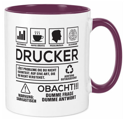 Achtung Probleme Drucker | Druckerei Print Medien Humor Geschenkidee Tasse