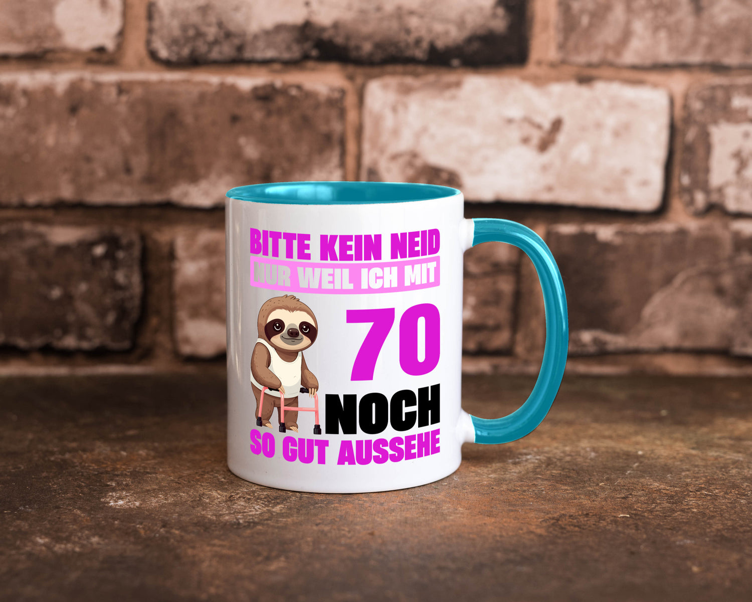 70. Geburtstag | Bitte kein neid Faultier 70 Jahre v2 Humor Geschenkidee Tasse