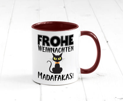 Frohe Weihnachten Madafakas! | Katze Tasse Vintage lustiger Spruch Geschenk