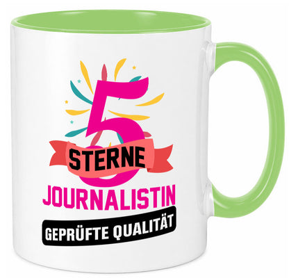5 Sterne Journalist geprüfte Qualität Humor Geschenkidee Tasse