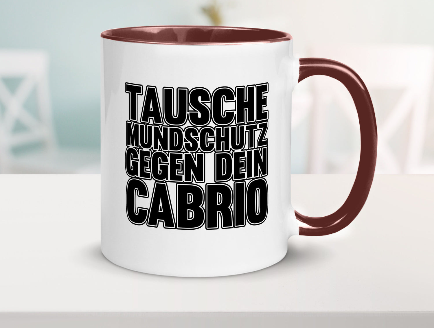 Tausche Mundschutz gegen Cabrio| | Cabrio Geschenkidee Humor Tasse
