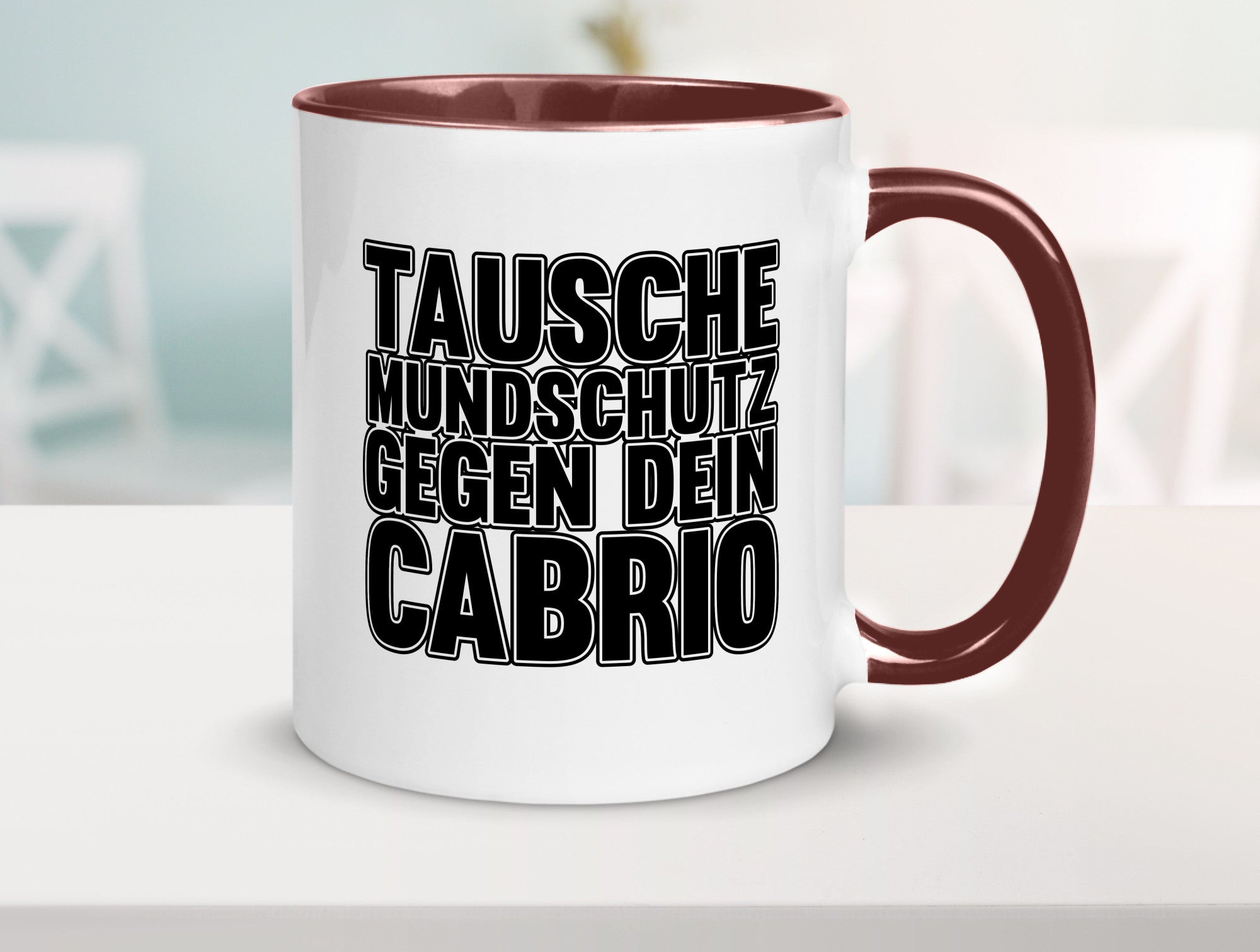 Tausche Mundschutz gegen Cabrio| | Cabrio Geschenkidee Humor Tasse