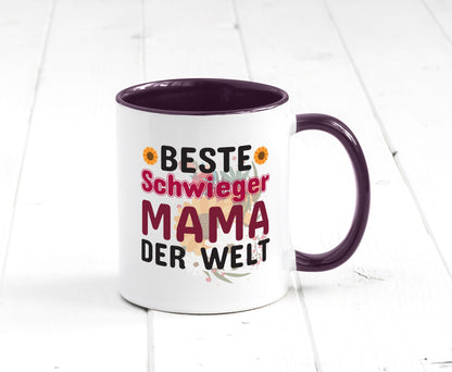 Beste Schwiegermama | Schwiegermutter Tasse Blumen Humor Familie Geschenkidee