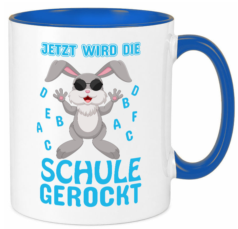 Schule wird gerockt | Schulbeginn Tasse cooler Hase lustiger Spruch Geschenk