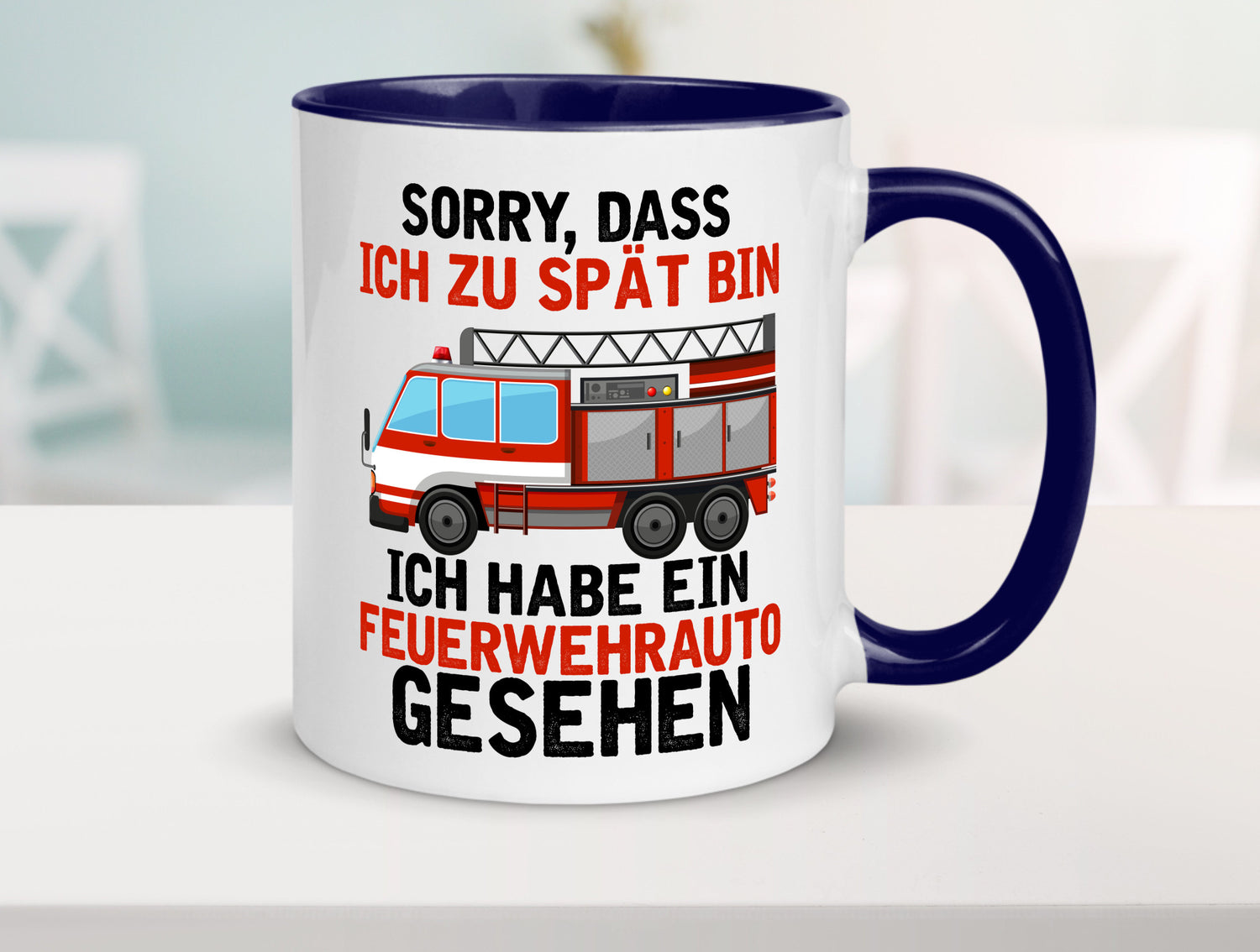 Ich hab ein feuerwehrauto gesehen | lustig Humor Geschenkidee Geschenk Tasse