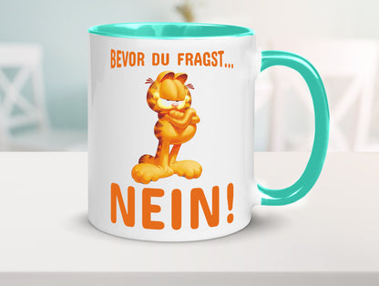 Bevor du fragst? Nein! | grimmige Katze Spruchtasse lustig Tierliebhaber Humor